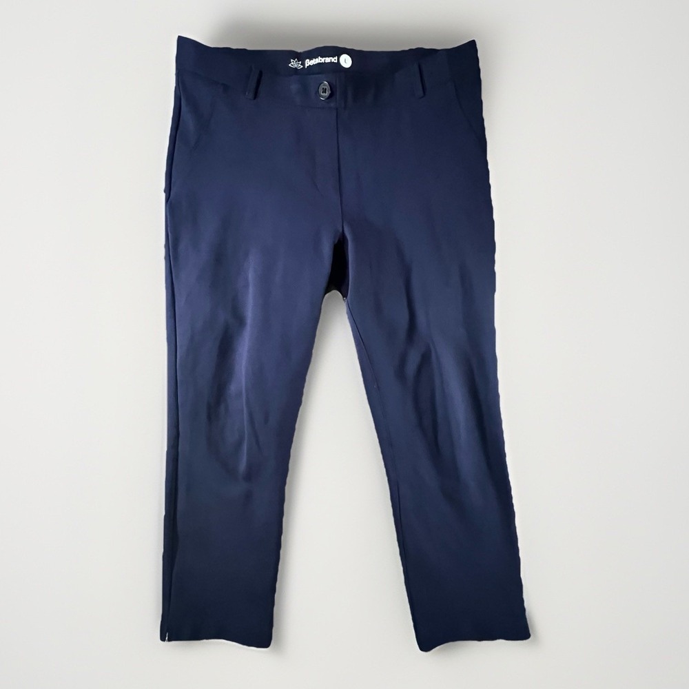 Betabrand Dress Pant Yoga Pants Women L‎ Navy Blue Straight Leg Stretch W0249-NY